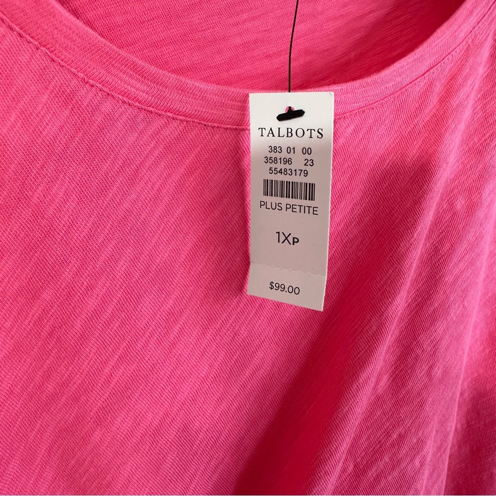 Talbots Plus Size Petite 1XP Pink Midi Dress Faux Wrap Tie 100% Cotton NWT - Picture 8 of 9
